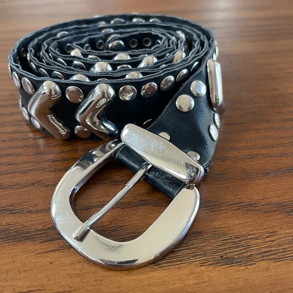Handmade Genuine Leather Silver Studded Belt - Picture 1 of 9
